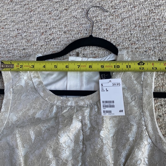 H&M white metallic dress gold flecks nwt bridal bride wedding - Picture 10 of 13